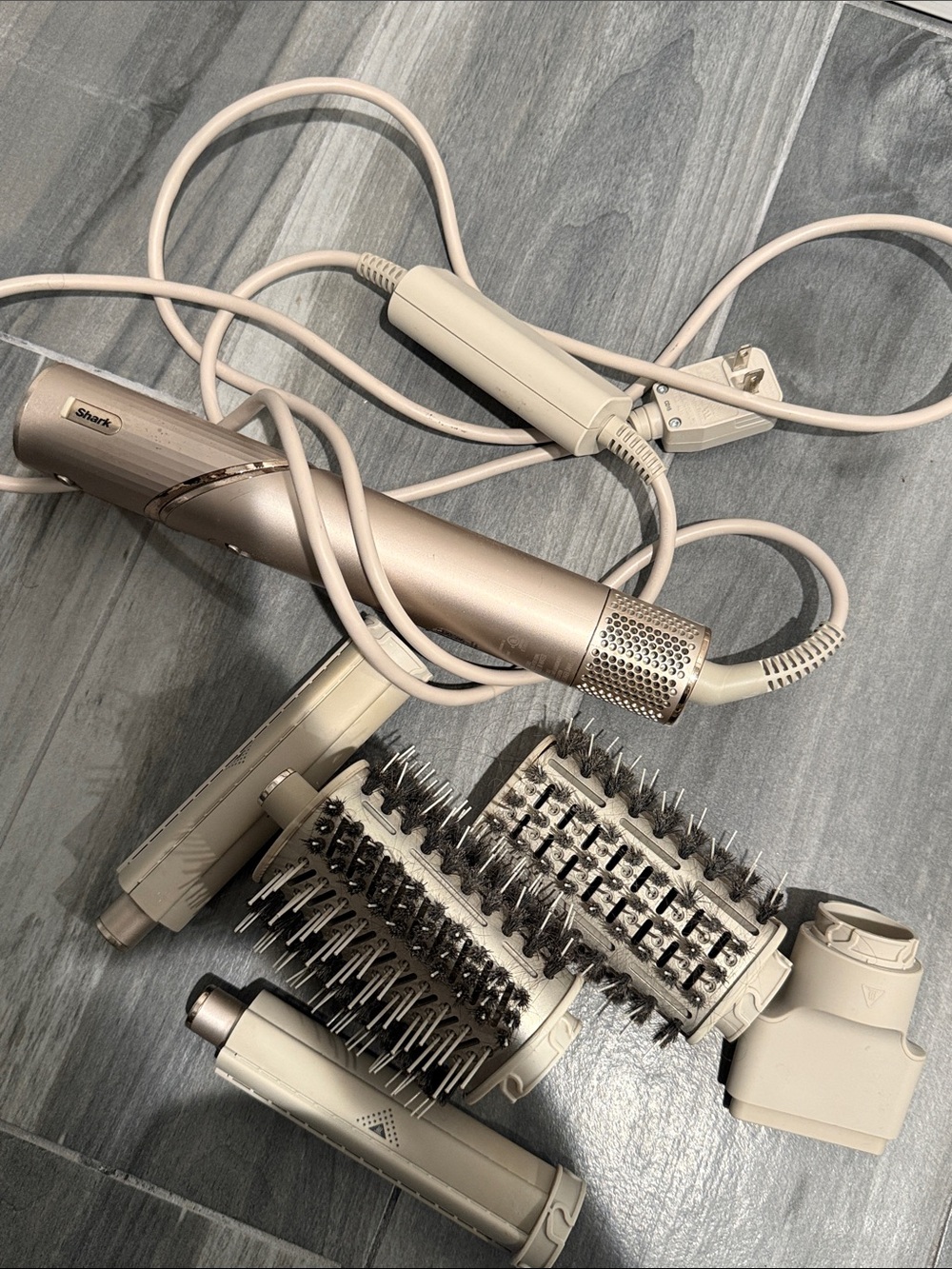 Shark Rose Gold Hot Air Brush Styler with Interchangeable Attachments